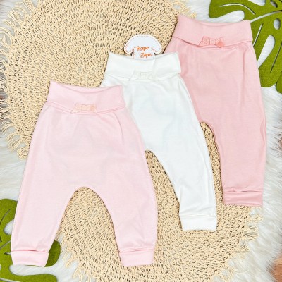  Kit 3 Calças - Estrelas no Bumbum - Rosa, Off White e Rose